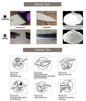 SOWOLL 3, 4, 5, 6 inch Odrezanje Pripomoček za Rezanje Kuhar Keramični Nož Black Rezilo Kuhinjski Noži 4-Delni Set Pet Barv Za Odločitve