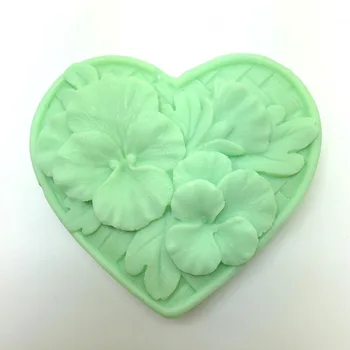 Srce Milo silikonsko plesni Cvetlični Vzorec, tkane 3D Milo Izdelavo kalupov
