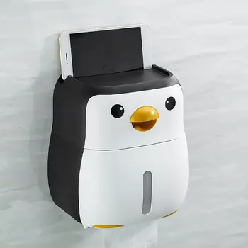 Srčkan Pingvin Papir Zabojnik Toaletni Papir Držalo za Stenske Tkiva Polje Polica X6HC