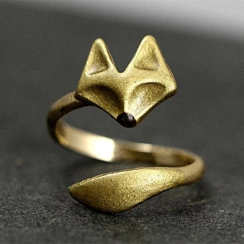 Srčkan Živali Golden Fox Obliko Lepe Ženske Prstani Poročni Zaročni Prstan Banket Stranka Pribor Nakit