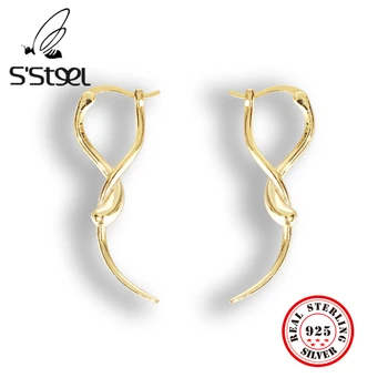 S'STEEL Geomertric Uhani 925 Sterling Srebro Hoop Uhan Za Ženske korejski Osebno Earings Modni Nakit 2020 Nakit
