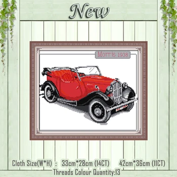 Starinski avto stari slog Classic dekor slikarstvo Šteje natisnjena na platno DMC 14CT 11CT Navzkrižno Šiv Needlework kompleti za Vezenje Set