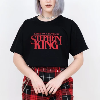 Temelji na Romanu Stephen King Ženske T Shirt Hipster Grunge Kratek Rokav T-shirt Bombaž Tees 90. letih Moda Vrhovi Dropshipping