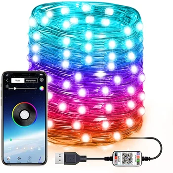 Tongdaytech Niz LED Lučka za Bluetooth App Nadzor Niz Luči Nepremočljiva Prostem Pravljice Lučke za Božično Drevo Decoration