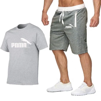 Trenirka moški 2020 moška oblačila sklop poletje fitnes športna oblačila tiskanje hlače+ majica s kratkimi rokavi moški bo ustrezala 2 kosa določa plus velikost