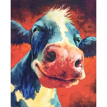 Tri-dimenzionalni krava Živali DIY Digitalno Barvanje Z Številkami Moderne Stenske Umetnosti Platno Slikarstvo Edinstveno Darilo Doma Dekor 40x50cm