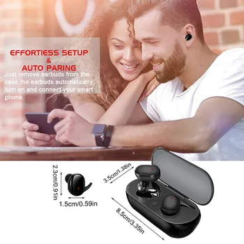 TWS Brezžične Bluetooth slušalke Šport Prenosni Brezžični Bluetooth 5.0 Dotik Čepkov 3D Stereo Slušalke Z Mikrofonom