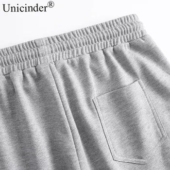 Unicinder 2021 Plus Velikost Ženske Ohlapna Naravnost Hlače Visoko Pasu Ohlapna in Debela Sweatpants #K6008