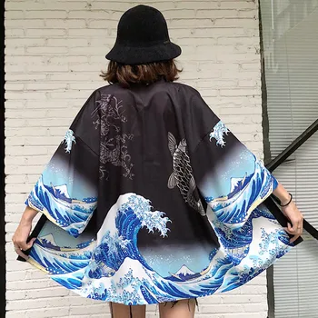 Val Krap Japonski Kimono Tradicionalna Oblačila Anime Kimono Majice Ženske Samurai Haori Hombre Yukata Človek Jopico Majica