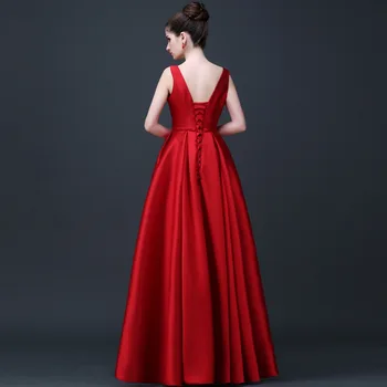 Vestido de festa 2020 novo saten seksi V vratu Črto burgundije, zlata, vijolična obleka za družico poroko vestido de fiesta largo