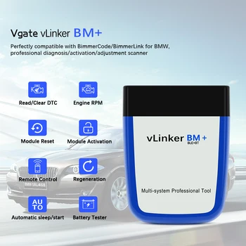 Vgate vLinker BM+ ELM327 V2.2 Za BMW Optičnega Bluetooth 4.0 Wifi OBD 2 OBD2 Avto Diagnostiko BREST 327 Auto Orodje Za BMW Bimmercode