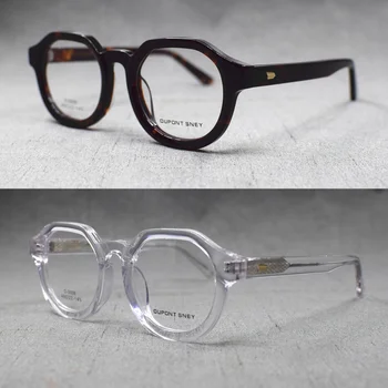 Vintage Acetat Polno Platišča Ovalne Eyeglass Okvirji Moški Ženske Rx lahko Očala Vrhunskih Optičnih Kratkovidnost