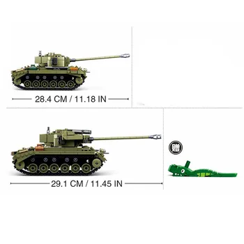 Vojaške serije drugi svetovni VOJNI 2-v-1, ki NAS M26 težki tank Model Vojak, orožje, pribor Stavbe, Bloki, Opeke, Igrače, Darila