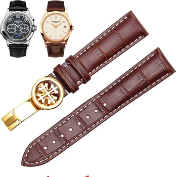 Vroče Prodati Pravega Usnja Watchband za Patek Philippe Watch Trak lady Butterfly Gumbi Originalne Kakovosti Krokodil Pasu