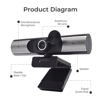 Webcam 1080p samodejno ostrenje spletna kamera za računalnik s spletno kamero, mikrofon zvočnik mini pc camera 4K kamero usb webcam full hd 1080p
