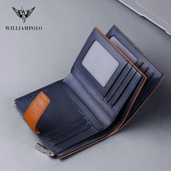WilliamPolo novo RFID moške denarnice multi funkcija mehko platno Mini Denarnice, velike zmogljivosti, posnetek s plug-vozniško dovoljenje pokrov
