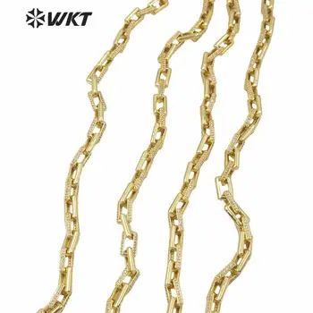 WT-BC144 Najnovejše vroče kvadratnih pozlačeni kubičnih cirkon medenina verige ženske, modni nakit handmake ogrlica diy verige cz medenina verige