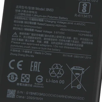 Xiao Mi Originalne Nadomestne Baterije Telefona BN53 Za Xiaomi Redmi OPOMBA 9 PRO Pristna Baterija za ponovno Polnjenje 5020mAh