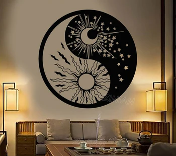 Yin Yang Simbol Sonca, Lune Budizem Zvezde Dan Noč Stenske Nalepke Doma Dekor Dnevna Soba, Spalnica Nalepko Z581