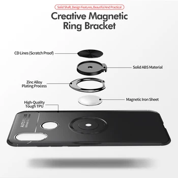 Za Xiaomi Mi A2 lite Primeru Magnetni Obroč Imetnik Primeru Kritje Za Xiaomi Mi A2 a2lite Mehki Silikon TPU Zadnji Pokrovček