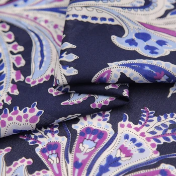 Zahodni stil paisley tiskanja na mornarsko modra v ozadju se raztezajo svile georgette gaza tkanine, cvetlični motiv tiskanja,SCG559