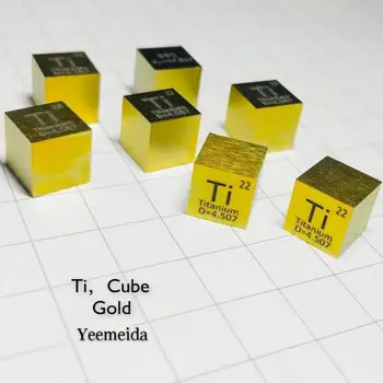 Zlata Barva Titanium Kocka 10 mm Kovinski Ti 99,5% vseh TA1 Anodiziranja za Element Zbirka Znanost Darilo Ročno Izdelani DIY Hobiji Obrti