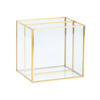 Zlati Kozmetični Škatla Za Shranjevanje Tabela Namizje Dodelava Steklenih Kariran Nakit Razvrstitev Shranjevanje Pladenj Visoke Zmogljivosti Jutranje