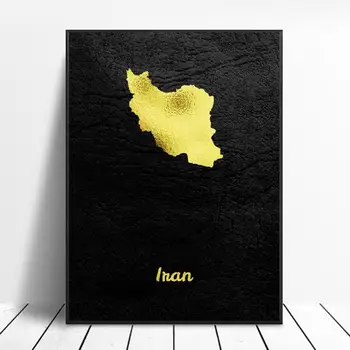 Zlati Zemljevid Iran Platno Stensko Slikarstvo Umetniških Slik, fotografij doma dekor Steni Plakat Dekoracijo Za dnevno Sobo