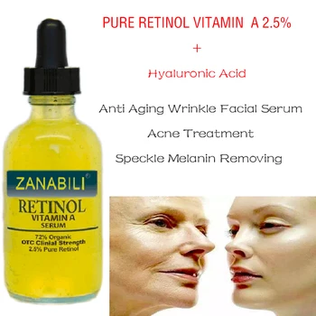 Čisti Retinol (Vitamin 2,5% + Hialuronska Kislina Za Nego Kože, Akne, Krema Za Odstranjevanje Madežev Facial Serum Proti Gubam Za Beljenje Krema Za Obraz