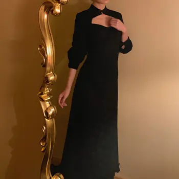 Črna Vintage Obleko Ženske Elegantne Oblikovalec Stranka Midi Obleko Ženski Vzročno Slim Seksi Gothic korejski Obleko Novo 2020 Žensk Jeseni