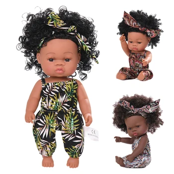 Črne Lutke Otroka Pop Afriške Prerojeni Celotno Telo, Silikonski Vinil Igrače 35 CM Newborn Baby Igrača Bebe Prerojeni Malček Za Dekle, Otroci Poletje