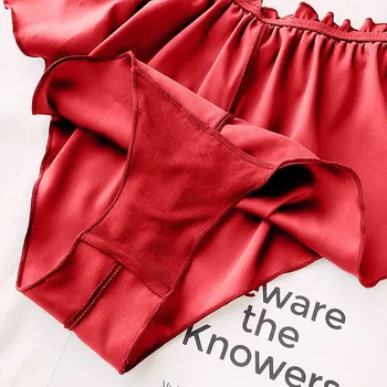 ženske spodnje hlače Saten Svila perilo Rož, Cvetlični Čipke Pižamo spodnje Perilo za Ženske Intimates lenceria ropa notranje zadeve femenina