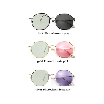 Ženske Vintage sončna Očala Moških Kovinski Octagonal Photochromic Modra Svetloba Filter, ki Blokira UV Zaščito Igranje Računalniških Očal