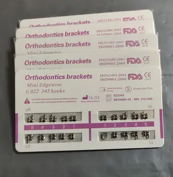 10 Paketi Ortodontija Zobna Kovinski Nosilci Oklepaji Mini Edgewise 022 Režo 345 Kljuke Očesa, Znanja Ultrathin