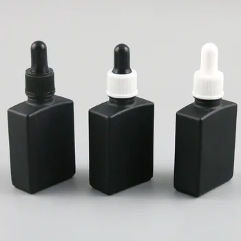 10 x 30 ml Prenosni Črno Belo Steklo Perfum Tehtnica Kvadratnih Stekleničke s Kapalko Eterično Olje, Kemično Parfum v Kozmetični Posodo