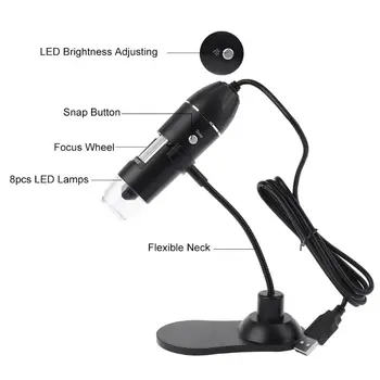 1000X 8 LED Digitalni USB Mikroskop Microscopio Lupo Elektronski Stereo USB-Endoskop Fotoaparat s Stojalom Imetnik U4LB