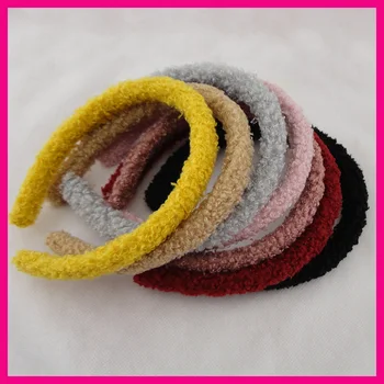 10PCS 15 mm Plišastih Žametne Tkanine iz Plastičnih Lase Trakovi zimske Ženske, dekleta hairbands Teddy Kašmir