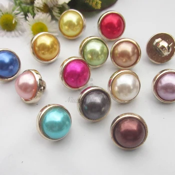 144pcs za 12,8 mm / 11.3 mm / 10 mm Visoke kakovosti zlata strani pisane pearl modni gumbi Boutique osnovne šivanje gumbov biser dobave