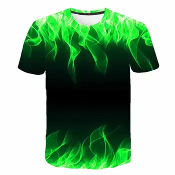 2020 Eksplozije 3D Tiskanje Osebno Modri Plamen Mladih T-Shirt Poletje Obleko Fant Moda 3D Vzorec Priložnostne Kratka Sleeved Vrh