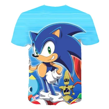 2020 Luštna 3D Cartoon Majica s kratkimi rokavi otroci obleke Poletje Kratek Natisnjeni Sonic Hedgehog t-shirt Fantje Smešno Najstnik Otroci Vrhovi