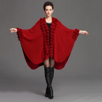 2020 Moda Pozimi Velika Velikost šali z Naravnimi zajec krzno pompom ženske šal Luksuzni Design dolgo pashmina kašmir šal ovije