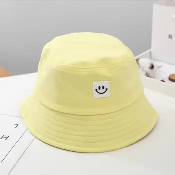 2020 Nov Nasmeh Obraz z Oznako otrok Vedro Klobuki vse ujema preprost stil Kape otroci bob klobuk poletje moda nedelja klobuk