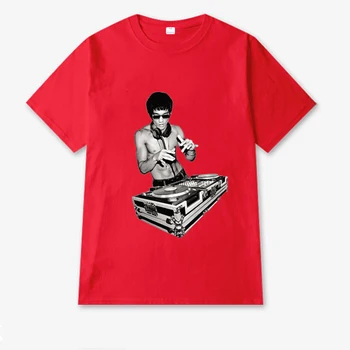 2020 Novo DJ Letnik majice Človek bombaž tshirt Priložnostne Vrhovi Hipster ulične Brucee Lee Natisnjeni Moški Modni T shirt T111