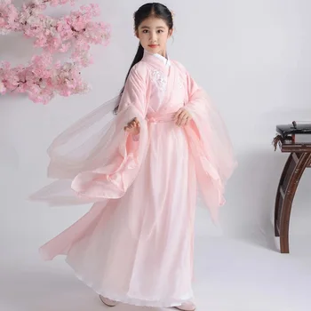 2020 Roza Hanfu Obleko Dekleta Tradicionalne Ljudske Plesne Kostum Pravljice Klasični Ples Fazi Obleko Otrok Princesa Obleko DNV14188