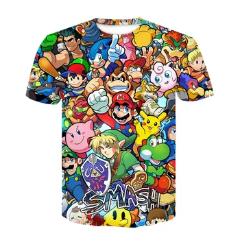 2021 poletje nove T-shirt cartoon Super Mario 3D tisk T-shirt smešno anime Pikachu T-shirt vrh počitnice oblačila