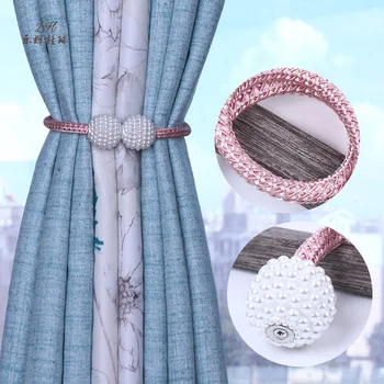 2PC Ustvarjalne pearl magnetni par zavese sponke sponka za obešanje zaves z žogo sponke pohištvo oprema doma dekoracijo