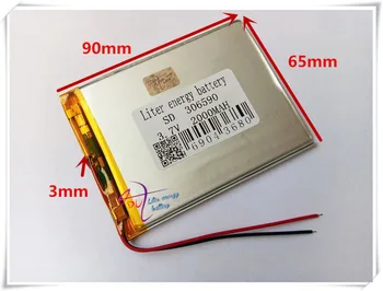 3,7 V Litrski energijo baterije polimerizacije litijeva baterija 306590 2000MAH mobilne moč ročni DIY elektronskih knjig