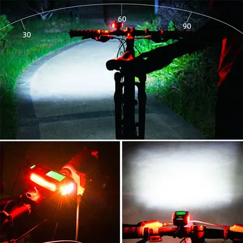 3 v 1 izposoja svetlobe USB kolesa spredaj svetlobe 5 LED vodotesna svetilka ročaj svetlobe rog s kolesom rep razsvetljavo