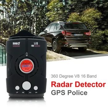 360-Stopinjski Avto Kamiondžija Hitrost V8 GPS, Radar Detektor 16 Pas Fotoaparata Glasovno Opozorilo Warnin 12V