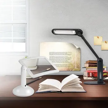 360-Stopinjski Zasuk Prostoročno 3X Lupo 2 LED Povečevalno Orodje Desk Tabela Svetlobe Noč Branja Svetilko Z nedrsečimi Blazinicami